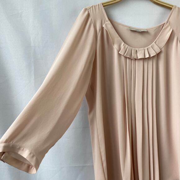 Ann Taylor LOFT Boho Blouse Top Women M Lot of 2 Royal Blue Blush Ruffle Pleated - Picture 7 of 11